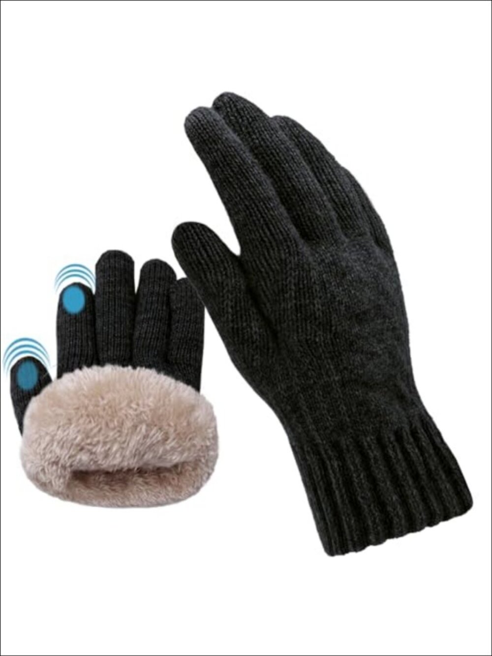 Wool Winter Gloves Fleece Lined Touchscreen Cable Knit Thermal Cold Weather